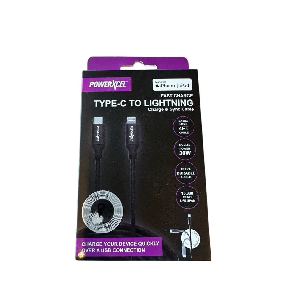 Lot 8 New PowerXcel Type C to Lightning Cables MFi-Certified Made with Kevlar